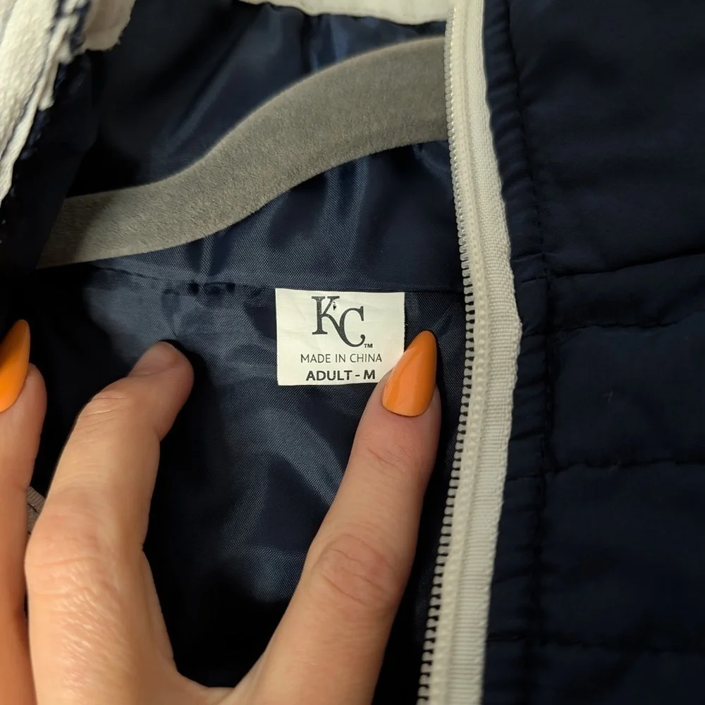 Kansas City Royals Miller Lite Quilted Puffer Vest - Navy Blue & White KC Logo - Picture 5 of 6
